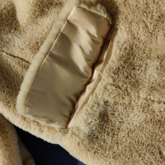 Free People Apricot Kate Faux Fur Double Breasted Teddy Coat, Size L - Picture 4 of 15